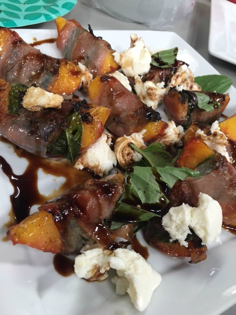 Grilled Peaches with prosciutto
