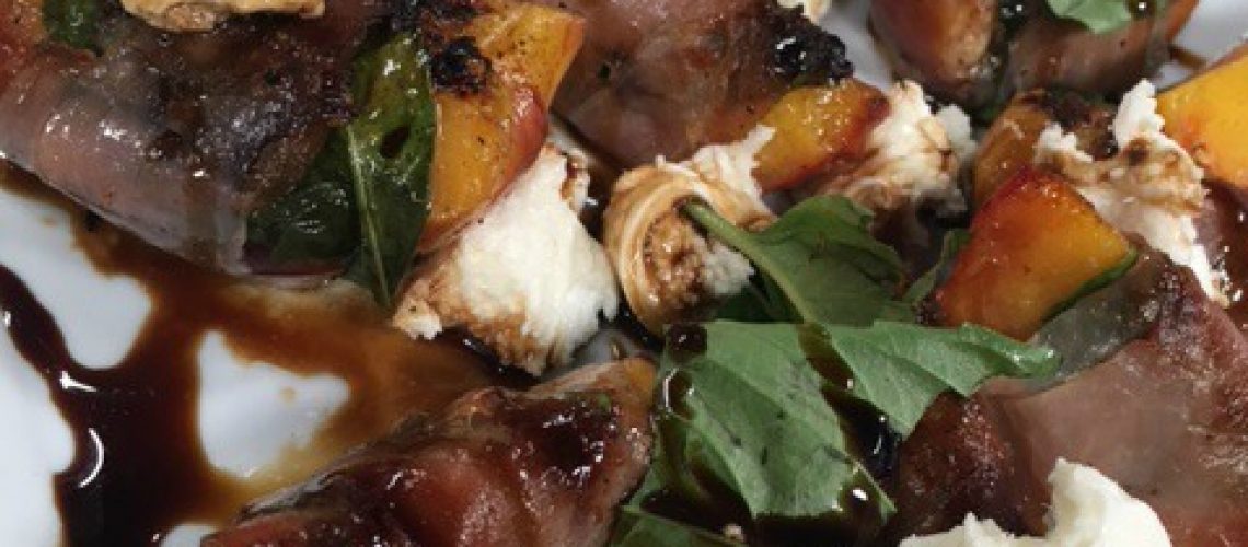 Grilled Peaches with prosciutto